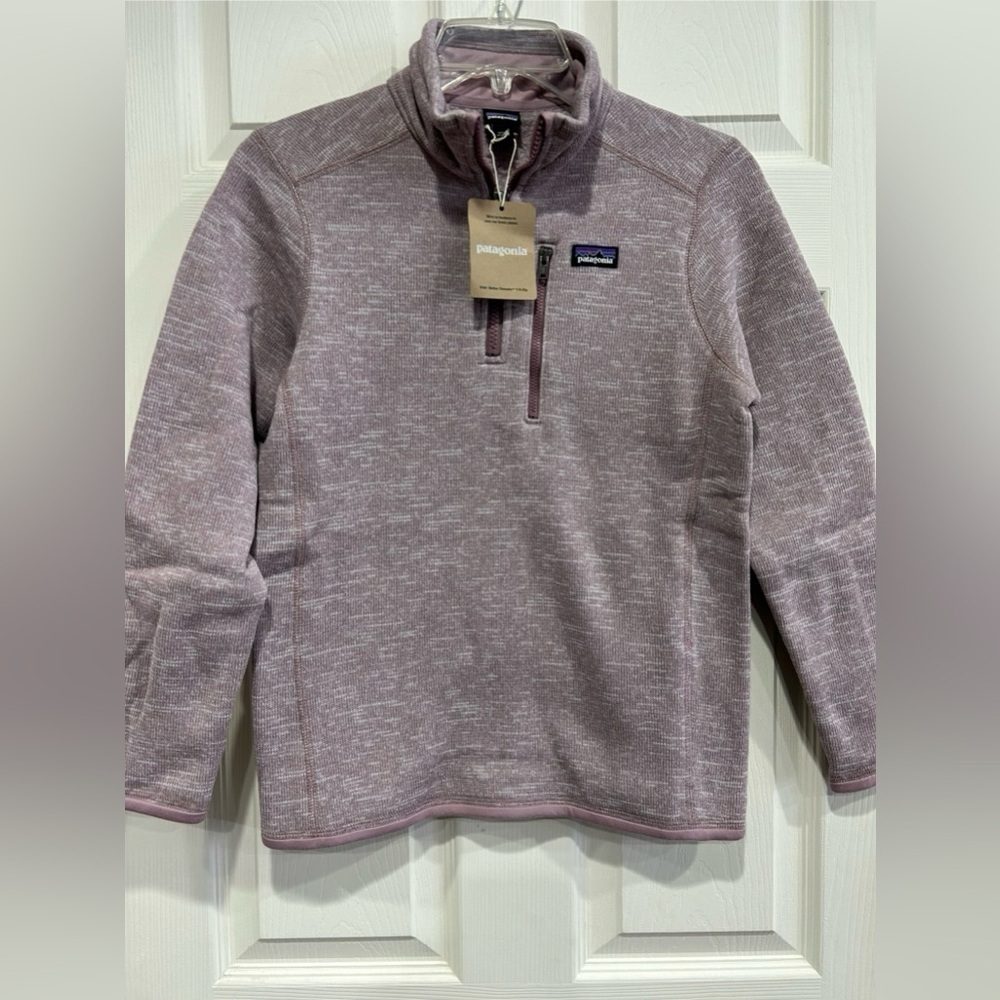 Patagonia Girls Large Better Sweater 1/4-Zip Stormy Mauve Quick-Dry Fleece NWT